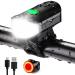 Bike Lights Set 1500LM USB Rechargeable Bicycle Headlight & Tail Light Waterproof 5 Lighting Modes Fits Bicycles for Road and Mountain cool black