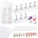 Acrylic Nail Holder Stands  Flasoo Magnetic Press on Nail Practice Stands Set Including Nail Tip Holders  Crystal Nail Stand Bases  Clear Acrylic Fake Nail and Reusable Adhesive Putty (Silver)