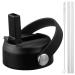 KMN Straw Lid for Hydro Flask Wide Mouth, Flex Straw Lids with Straw for Hydro Flask Wide Mouth 12 16 18 20 32 40 64 oz, Flexible Handle Replacement Lid Straws Cap Top Accessories Black