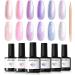 Modelones Gel Nail Polish 6 Colors Shimmer Pearl White Pink Purple Mermaid Nail Drawing Glitter Gel Polish Soak Off Led Summer Nail Gel Swirl Shell Thread Effect DIY Mani Gift with Dotting Pen Pearl Purple - Buy Online on SooperMarket.com