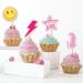 Whaline 40Pcs Preppy Pink Party Cupcake Toppers 10 Designs Paper Cake Decor Cute Cupcake Picks for Y2K Bachelorette Birthday Party Supplies Photo Booth Props - Buy Online on SooperMarket.com