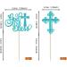 Rsstarxi 24 Pack God Bless and Baptism Cupcake Toppers Glitter Cross God Bless Cupcake Picks Decorations for Babyshower Christian First Communion Baptism Party Cake Decorations Blue - Buy Online on SooperMarket.com