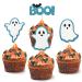 24 x Sparkly Halloween Cupcake Topper Halloween Cake Decoration Halloween Ghost Cupcake Toppers for Halloween Cake Decoration Halloween Party Accessories (Blue)