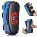 Flexzion Muay Thai Pads - Blue Curved Kick Pad for Muay Thai Kickboxing Mixed Martial Arts Karate and Taekwondo - Adjustable Forearm Strap Kickboxing Pads