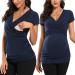 Love2Mi Maternity Nursing Shirt Short Sleeve V-Neck Breastfeeding T-Shirt Pregnancy L Navy