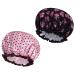 AOOWU Shower Caps 2 Pack Waterproof Bath Caps Large Reusable Shower Hats Elastic Band Double Layers Hair Bath Caps with Soft Ruffled Edge for Women Girls Ladies Spa Salon Home Use 2 Pcs Bowknot+Dots