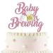 1 Pack Glitter Baby is Brewing Cake Topper for Beer Themed Baby Shower Decoration Beer Baby Gender Reveal Decoration (Pink baby)