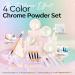 Modelones Chrome Nail Powder Set - White Pearl Effect 4Pcs Powder, Silicone Brush, Cotton Swabs & Color Display Sticks - Buy Online on SooperMarket.com