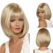 Buy Short Blonde Wig for Women | Natural Synthetic Straight Wigs with Bangs - Perfect for Daily Use - Buy Online on SooperMarket.com