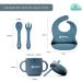 Kiddaroo Baby Weaning Set - Feeding Bib, Sippy Cup, Cutlery, Plate, Bowl - Blue | Baby Led Weaning Essentials with eBook - Buy Online on SooperMarket.com
