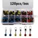 Fishing Line Sinker Slides Fishing Float Connector Rolling Swivels with Interlock Snaps Red/Yellow/Blue 60pcs/box