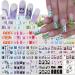 French Tip Nail Art Stickers 24 Sheets Colorful French Water Decals Transfer Nail Foil Designer Nail Art Supplies Cute Heart Star Cartoon Designs DIY nail Accessories Manicure Decorations for Women Girls