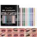 Joyeee 12 Colored Glitter Eyeliner Pencil Set Eye Liner Pen Brown Blue Red White Green Glitter Black Eyeliner Eyeshadow Waterproof Smudgeproof Long Lasting Gel Eyeliner Make Up for Girl Women Gift #042