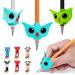 Vicloon pencil handles 3 pieces of writing aid for pen ergonomic correction pin handles pencil handles for children with 6 cartoon pen caps for right and left -handers 9 pieces - owl + pen cap (green)