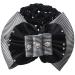 Lodokdre Faux Rhinestone Decor Ruched Bow Hair Snood Net Bun Cover White Black