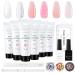 Makartt Poly Nail Gel Kit, Clear Pink Fall Color Nail Gel Kit Poly Nail Extension Gel Nail Enhancement Set Gel Kit All-in-one Nail Thickening Solution Salon Home French Manicure Kit Clear Pink Set