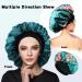 Satin Silk Double Layer Green Flower Hair Bonnet for Black Women - Large Silky Lined Sleep Cap for Curly Hair - Wide Band Strap - 1 Pc - Buy Online on SooperMarket.com