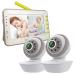Moonybaby Split 55 Baby Monitor with 2 Cameras, Split Screen Video, No WiFi Pan Tilt Camera, Wide View Lens Included, 4.3 inches Large Monitor, Night Vision, Temperature, 2 Way Talk Back, Long Range