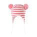 LANGZHEN Toddler Kids Infant Winter Hat Earflap Knit Warm Cap Fleece Lined Beanie for Baby Boys Girls 6-12 Months Pink-Stripe