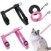 2 pieces of adjustable nylon scrapes cat leash harness cat leash kitten necklace soft cat dishes with leash for kitten puppy rabbits rabbit black & pink
