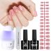TOMICCA Soft Gel Nail Tips and Glue Gel Kit Easy Gel Nail Kit with 3 in 1 Extra Short Coffin Nail Tips 8 in 1 Gel Nail Glue Top Coat and U V LED Nail Lamp Nail Extension Kit Diy Nails Art Home Pink pink-coffin