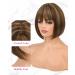REECHO 11 Short Brown Bob Wig with Bangs - Synthetic Replacement Hair for Women - Chocolate Brown with Blonde Highlights - 11 Inch - Buy Online on SooperMarket.com