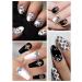 EBANKU Black White Nail Polish Strips - 12 Sheets Full Wrap Adhesive Stickers with Nail File - Leaves Flower Vine Pattern for Women's Nail Art Decorations - Buy Online on SooperMarket.com