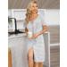 Marvmay Women's Cotton Nightgown - Short-Sleeved Button-Strip Sleep Shirt XXL Light Gray International Shipping Available - Buy Online on SooperMarket.com