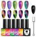 HERBENJOY Cat Eye Gel Nail Polish Set 6 Colors Galaxy Magnetic UV Nail Polish with Magent Stick Base Black Gel Nail Varnish and Universal Rainbow Nail Gel Nail Polish DIY Manicure Nail Salon