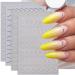 French Line U-Shaped Nail Art Stickers - 8 Sheets Exquisite Decals in Gold, Silver, Black, and Rose Gold for Women and Girls - Buy Online on SooperMarket.com
