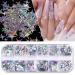 Holographic Nail Art Glitter Sequins - Laser Silver Decals 12 Grids | 3D Butterfly, Star, Heart, Unicorn Sticker Confetti for Acrylic Nails - Buy Online on SooperMarket.com