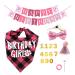 Dog Birthday Kit Dog Birthday Hat Bow Tie Band Pull Flag Scarf Number Stickers Cute Puppy Kitten Party Kit Reusable Suitable for Small Medium and Large Dog Pets(pink)