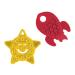 POPPIES Smiley The Star (Yellow) and RED The Rocket (Red) Bundle   Silicone Sensory Toy   BPA-Free   Infant Teether  Sensory  Bath Toy with Suction Cups and Textures to Stimulate Development