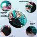 Satin Silk Double Layer Green Flower Hair Bonnet for Black Women - Large Silky Lined Sleep Cap for Curly Hair - Wide Band Strap - 1 Pc - Buy Online on SooperMarket.com