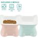 Navaris Raised Ceramic Cat Bowls (Set of 2) - Elevated Food and Water Bowl Pack for Cats - Cute Kitty Shaped Dishes with Ears - Dishwasher Safe - Green/Peach - Buy Online on SooperMarket.com