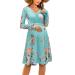 OUGES Womens V-Neck Long/Short Sleeve Casual Floral Maternity Dresses Nursing Gown Breastfeeding Dress with Pockets L Long Sleeve-floral D