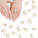 Butterfly Nair Charms 40Pcs Alloy Nail Schmuck 7styles Nail Art Bow Gemstones 3D nail art trailer double layers Nail drill decorations (gold)