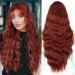 YEESHEDO Long Auburn Red Wigs for Women with Fringe Natural Looking Curly Wavy Synthetic Hair for Ladies Daily or Halloween Cosplay 28 Inches Reddish Brown