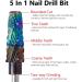 Gasea 5 In 1 Naill Drill Bit 3/32" Shank Professional Fast Remove Acrylic Nails Tapered Nail File Drill Bit for Manicure Pedicure - Buy Online on SooperMarket.com