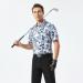 Men's Navy Leaf Print Golf Polo Shirt - Moisture Wicking Dry Fit Performance - Buy Online on SooperMarket.com