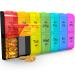 Extra Large Pill Organizer 2 Times a Day Weekly XL AM PM Pill Case 7 Day Pill Box Twice a Day Oversized Daily Medicine Organizer for Vitamins Big Pill Container Medication Dispenser(Black&Rainbow)