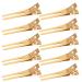 Qearl 100 PCS 1.77 Double Prong Curl Clips Gold Curl Pins Duckbill Section Clips Metal Alligator Clips for Hair Extensions Styling(4.5cm)