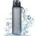 Fulter drinking bottle 1l Sport water bottle drinking bottle BPA free drinking bottle with non -slip rubber grip suitable for the bike outdoor school gym gray