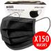 x150 Black Disposable Face Masks Generise 3Ply Non-Medical Face Masks UK Stock by YiHub - Breathable Disposable Face Masks Black to Cover Mouth & Nose - Buy Online on SooperMarket.com