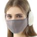 Visiblurry Kawaii face cover |Face cover in a cloud shape with ear warmer made of rabbit fur soft ear protector slim face cover plush-winter face cover for winter gray