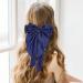 Navy Blue Bow Clips for Women Satin Hair Bow for French Long Tail Elegant and Cute Big Bows for Hair About Solid Soft Hair Accessories Birthday Wedding Party Gifts - Buy Online on SooperMarket.com