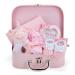 Baby Box Shop Newborn Baby Girl Gifts - 7 Baby Gifts Including Baby Essentials for Newborn Girl Baby Girl Hamper Baby Shower Gifts Girl - New Born Baby Gifts Girl Welcome Gifts Baby Wishlist - Pink Small Pink