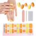 EBANKU Semi Cured Gel Nail Strips Gel Nail Strips Long Lasting Waterproof Real Nail Polish Strips Wraps Stickers with Cuticle Stick Nail File Nail Wipes & Sealing DIY Gel Nail Strips Yellow and Orange