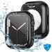 (2 in 1) Tensea for Waterproof Apple Watch Screen Protector Case Series 8 7 45mm Accessories iWatch Protective PC Face Cover Built-in Tempered Glass Film Front & Back Bumper for Women Men 45 mm For 45mm Only Matte Black