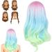Long Wavy Wig Pink To Blue Cosplay Party Wigs Gradient for Women for Daily Party for Cosplay - Buy Online on SooperMarket.com